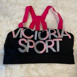VICTORIA'S SECRET SPORT Bra Women's Sz S Black/hot Pink Subliminal Athletic